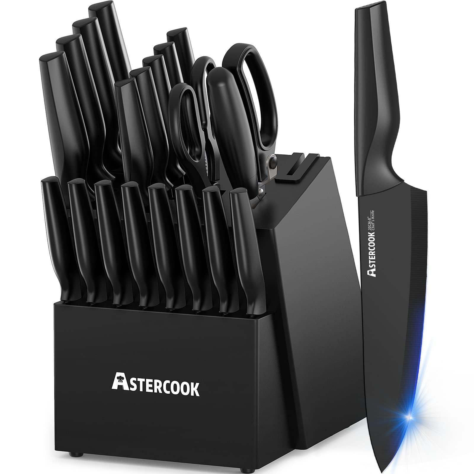 Astercook 21 Pieces Knife Sets for Kitchen with Block, Dishwas…